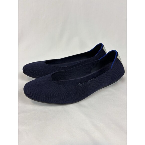 Rothy's The Square Toe Flats Navy Blue Size 8 Heel Stripe Accent Ballet Washable - Picture 5 of 14